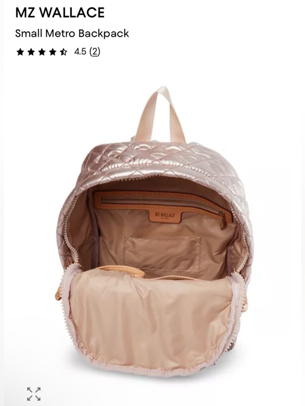MZ WALLACE Small Metro Backpack - Metallic Rose NWOT - Picture 3 of 16